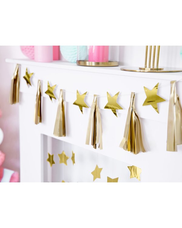 Paper garland Stars, gold, 1.3m
