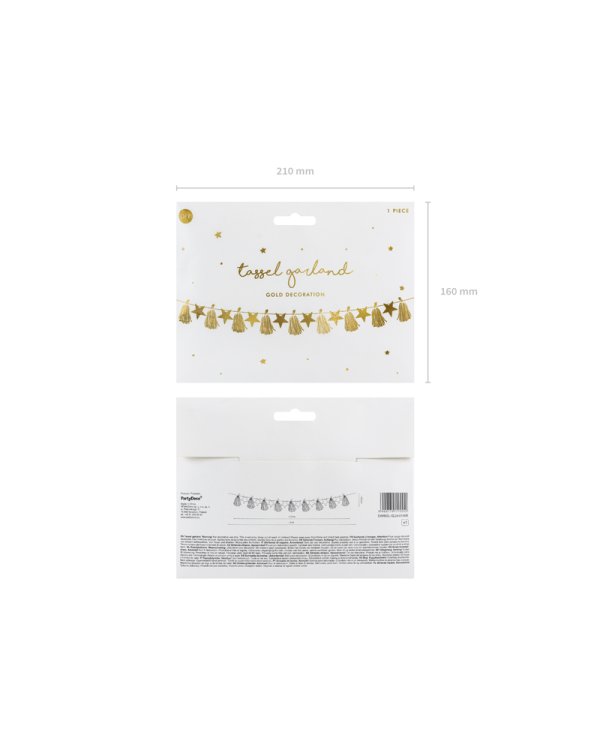 Paper garland Stars, gold, 1.3m
