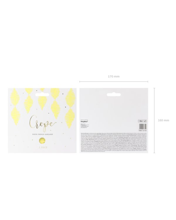 Crepe paper fringe garland, yellow, 3m