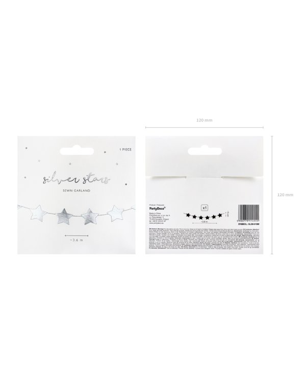 Garland Stars, silver, 3.6m