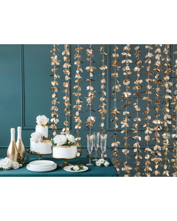 Backdrop - Flowers, gold, 100x210cm