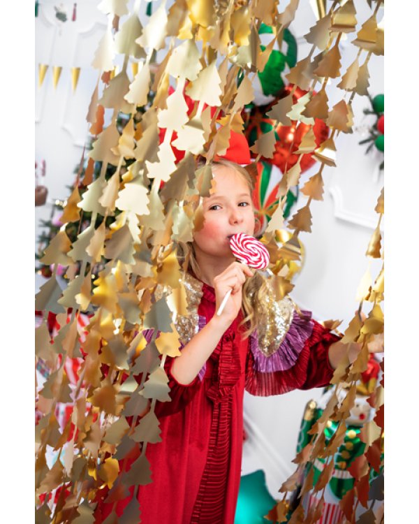 Backdrop - Christmas trees, gold, 100x245cm