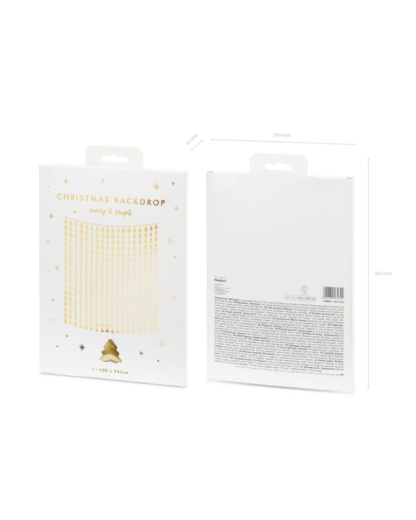 Backdrop - Christmas trees, gold, 100x245cm