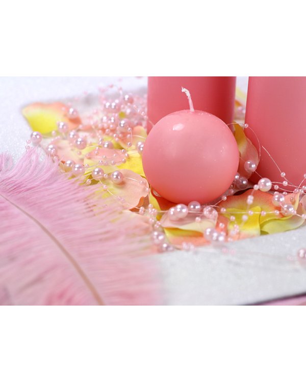 Pearl garlands, light pink, 1.3m (1 pkt / 5 pc.)