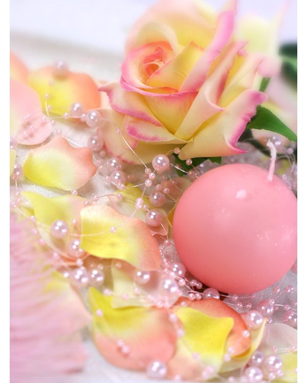 Pearl garlands, light pink, 1.3m (1 pkt / 5 pc.)