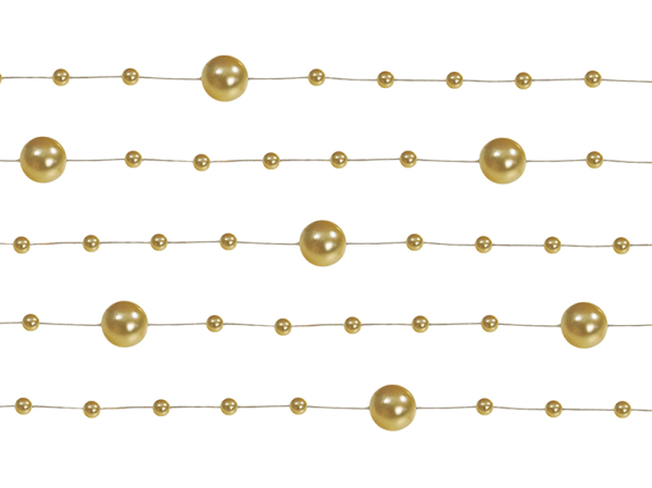 Pearl garlands, gold, 1.3m (1 pkt / 5 pc.)