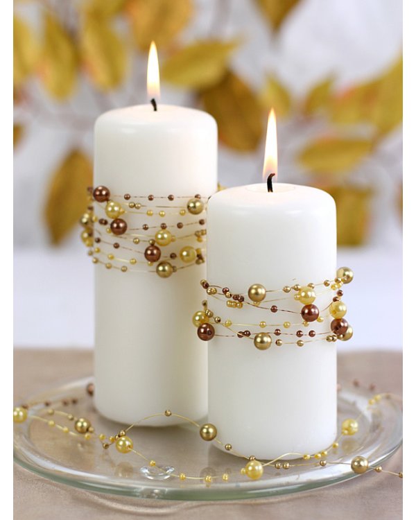 Pearl garlands, gold, 1.3m (1 pkt / 5 pc.)