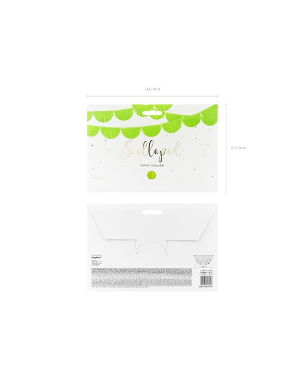 Scalloped fringe garland, green apple, 3m