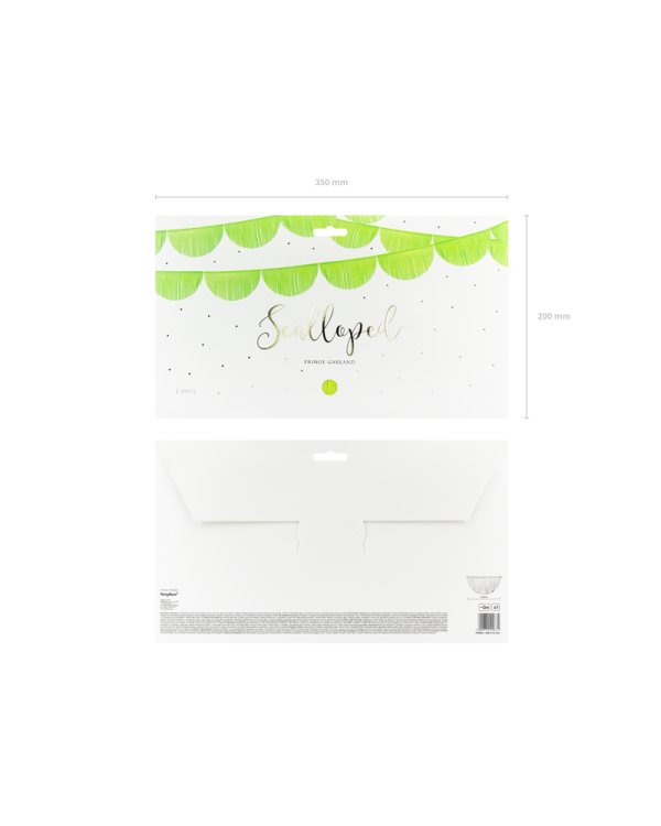 Scalloped fringe garland, green apple, 3m