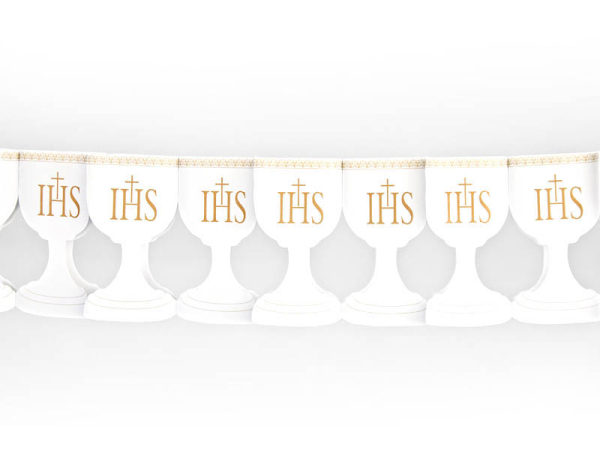 Paper garland IHS Chalice, white, 3m