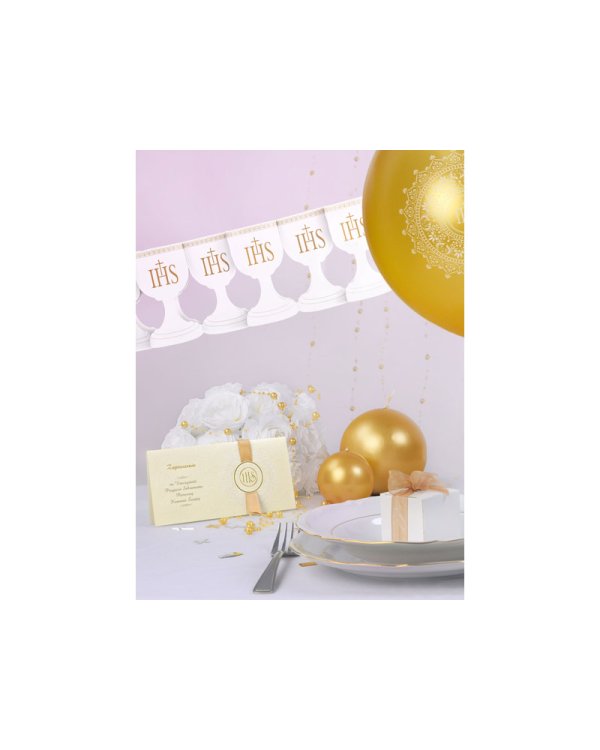 Paper garland IHS Chalice, white, 3m