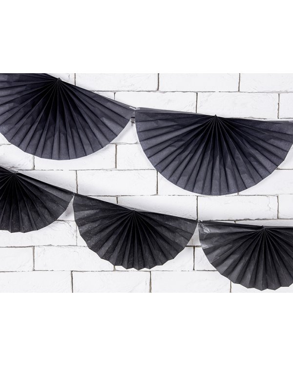 Tissue garland Rosettes, black, 3m