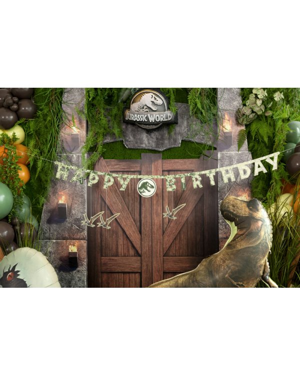 Banner Happy Birthday Jurassic World, 45x165 cm, mix