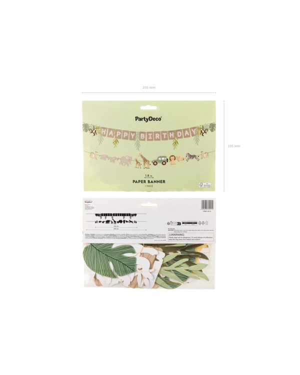 Banner Happy Birthday Safari, 180 cm, mix