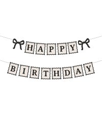 Banner Happy Birthday Bows, 100 cm, cream-black