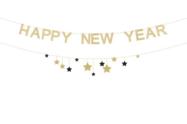 Обложка книги «Banner Happy New Year with stars, 300 cm, gold»