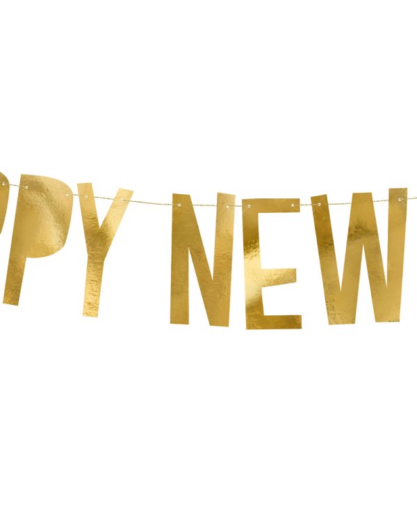 Banner Happy New Year, gold, 10 x 90 cm