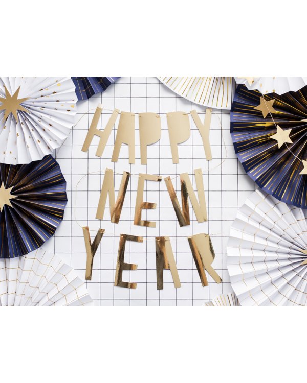 Banner Happy New Year, gold, 10 x 90 cm
