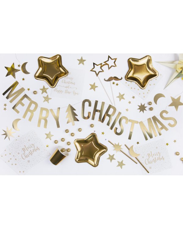 Banner Merry Christmas, gold, 10.5x150cm