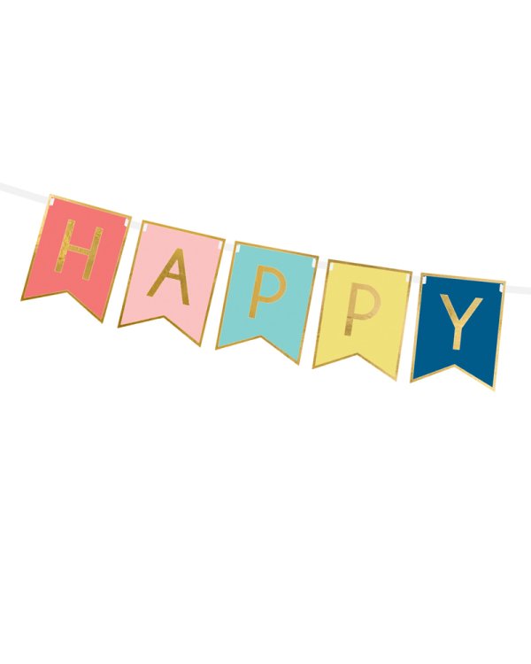 Banner Happy Birthday, mix, 15 x 175 cm
