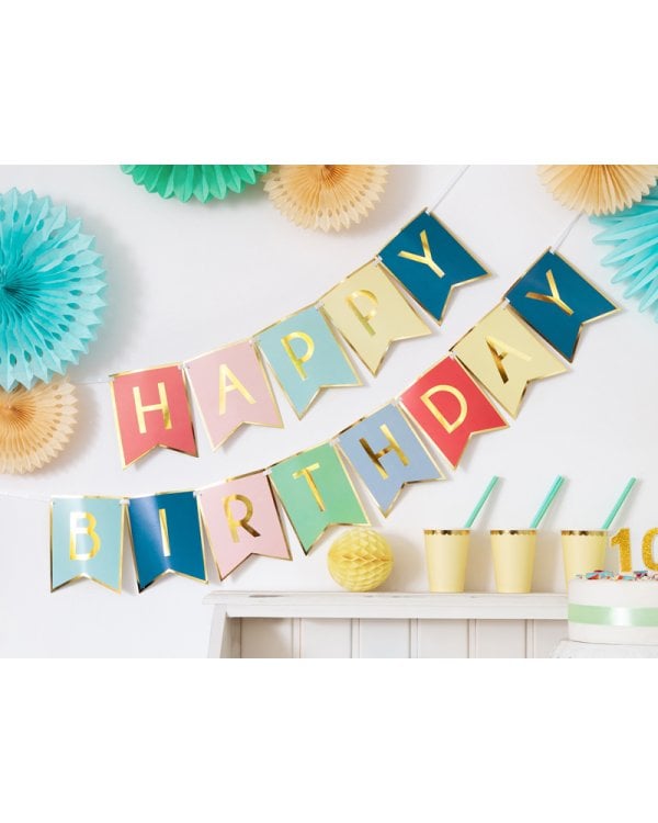 Banner Happy Birthday, mix, 15 x 175 cm