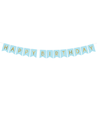 Banner Happy Birthday, light blue, 15 x 175 cm