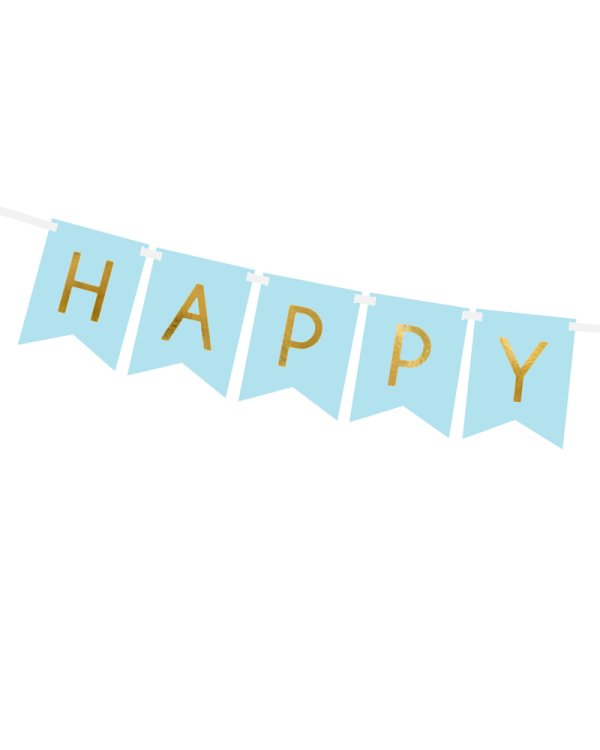 Banner Happy Birthday, light blue, 15 x 175 cm