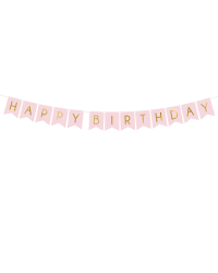 Banner Happy Birthday, light pink, 15 x 175 cm