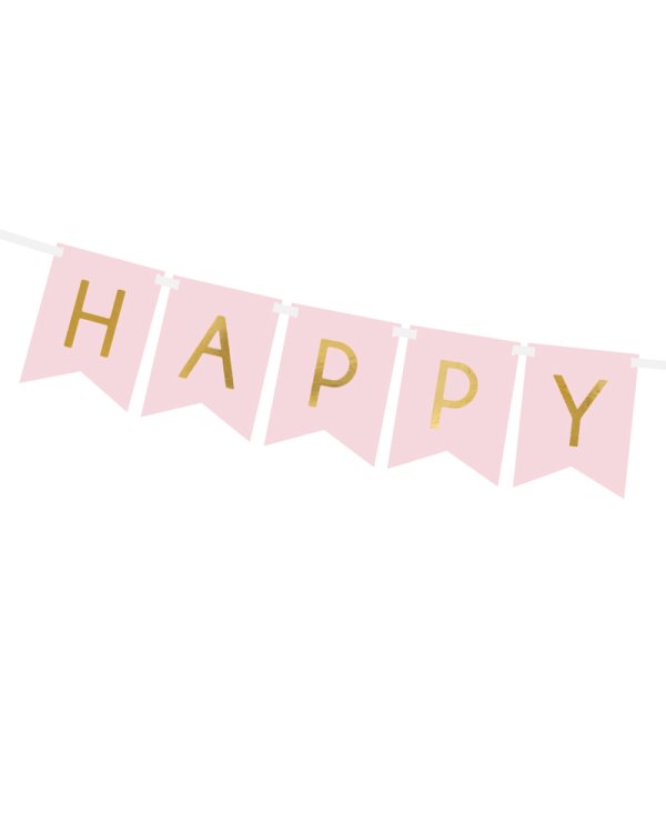 Banner Happy Birthday, light pink, 15 x 175 cm