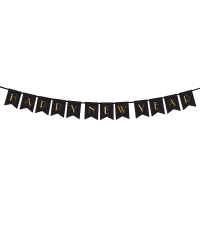 Banner Happy New Year, black, 15 x 170 cm