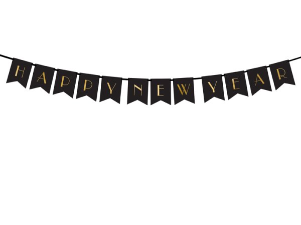 Banner Happy New Year, black, 15 x 170 cm Banner Happy New Year, black, 15 x 170 cm