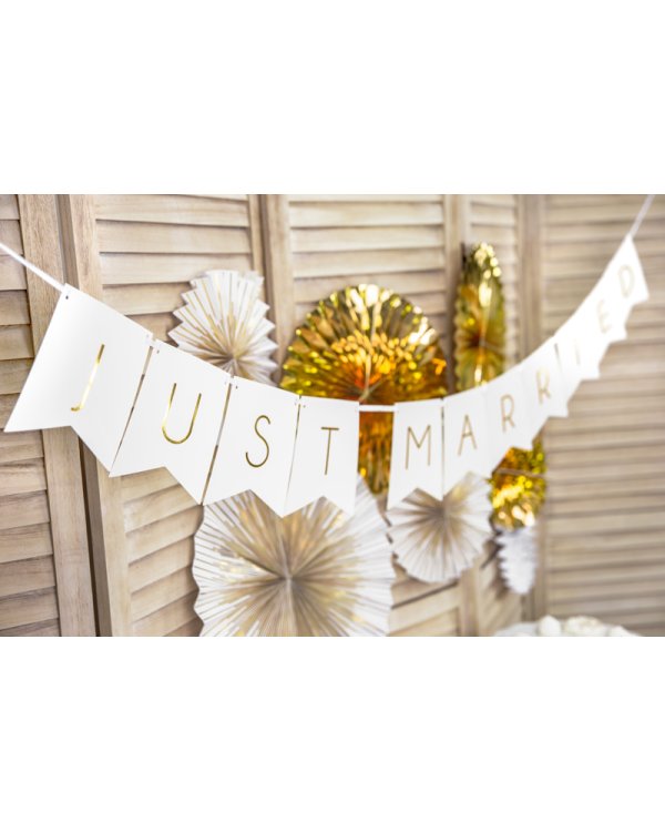 Banner Just Married, white, 15 x 155 cm