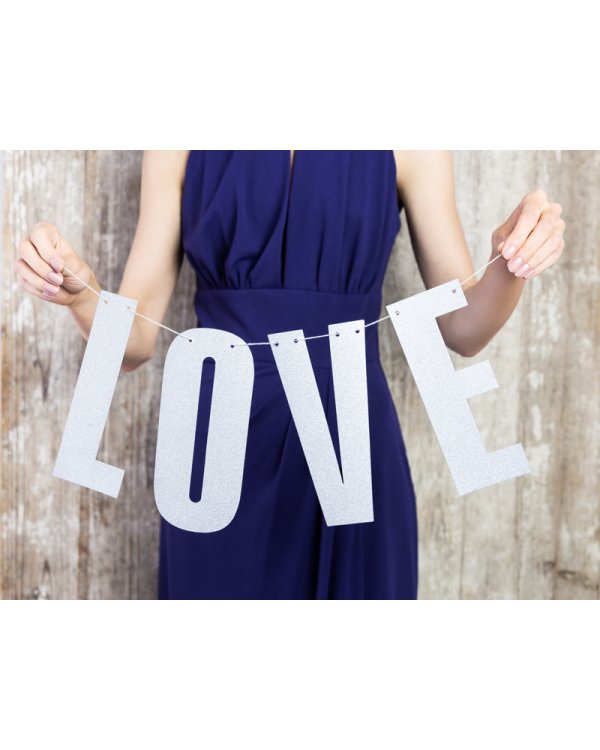 Banner Love, silver, 21x55cm