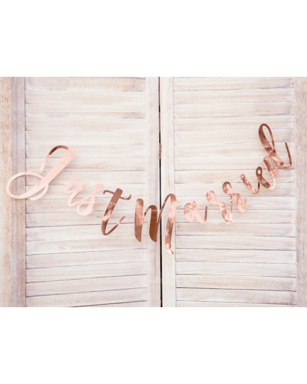 Banner Just Married, rose gold, 20x77cm