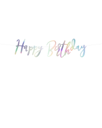 Banner Happy Birthday, iridescent, 16.5x62cm