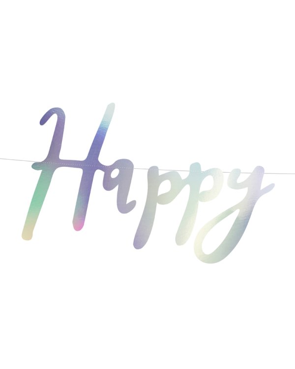 Banner Happy Birthday, iridescent, 16.5x62cm