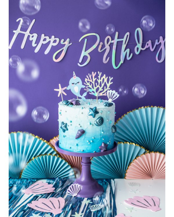 Banner Happy Birthday, iridescent, 16.5x62cm