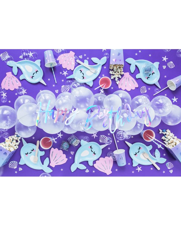 Banner Happy Birthday, iridescent, 16.5x62cm