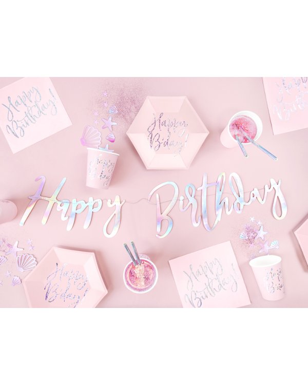 Banner Happy Birthday, iridescent, 16.5x62cm