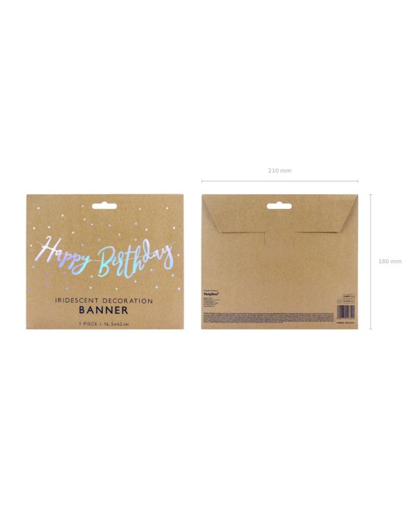 Banner Happy Birthday, iridescent, 16.5x62cm