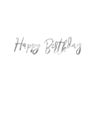 Banner Happy Birthday, silver, 16.5x62cm