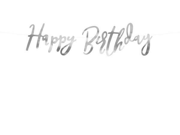 Banner Happy Birthday, silver, 16.5x62cm Banner Happy Birthday, silver, 16.5x62cm