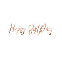 Banner Happy Birthday, rose gold, 16.5x62cm