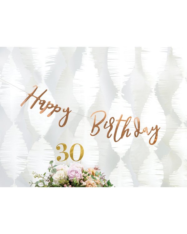 Banner Happy Birthday, rose gold, 16.5x62cm