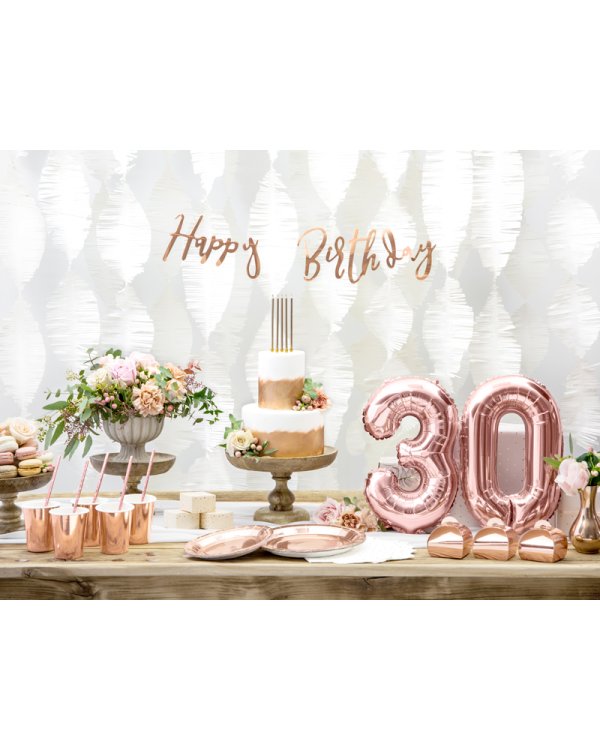 Banner Happy Birthday, rose gold, 16.5x62cm