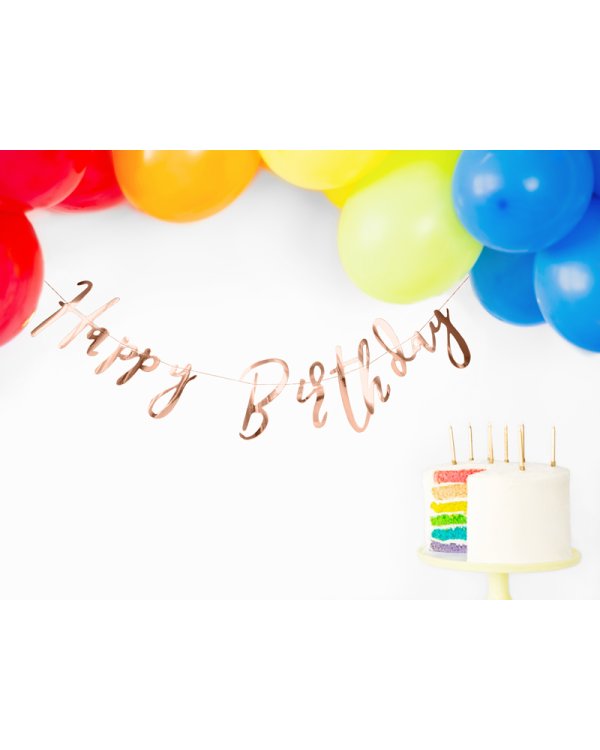 Banner Happy Birthday, rose gold, 16.5x62cm