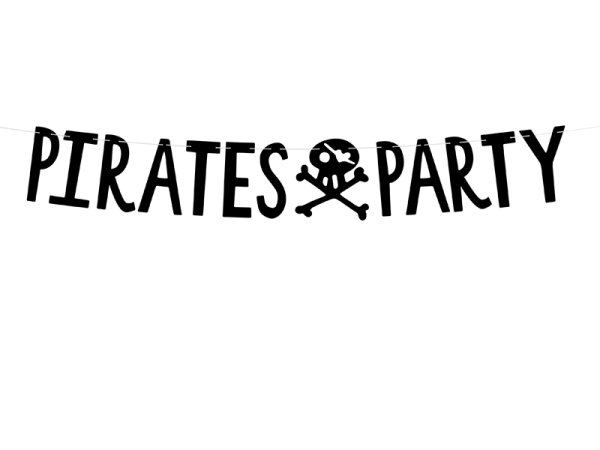Banner Pirates Party, black, 14x100cm