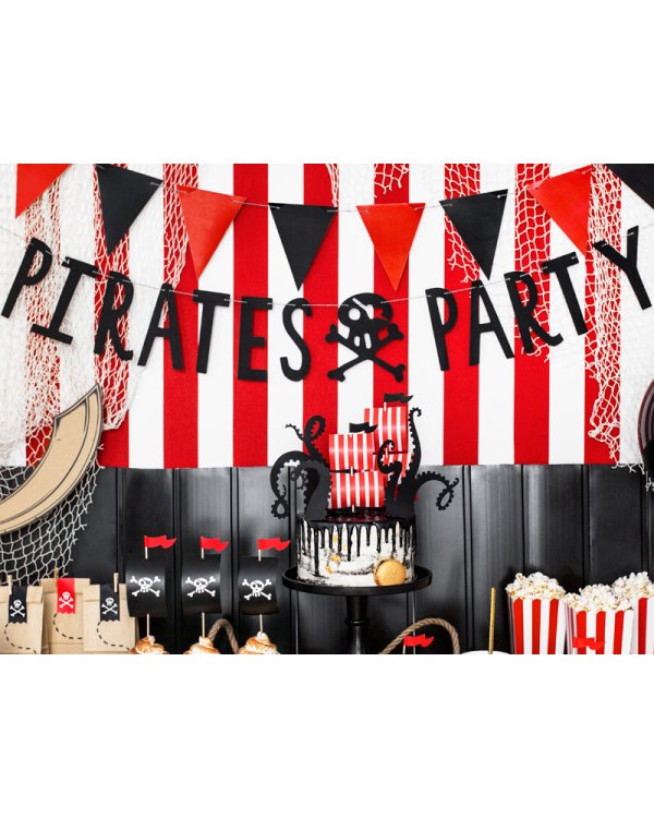 Banner Pirates Party, black, 14x100cm