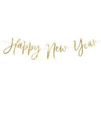 Banner Happy New Year,  gold, 66x18cm