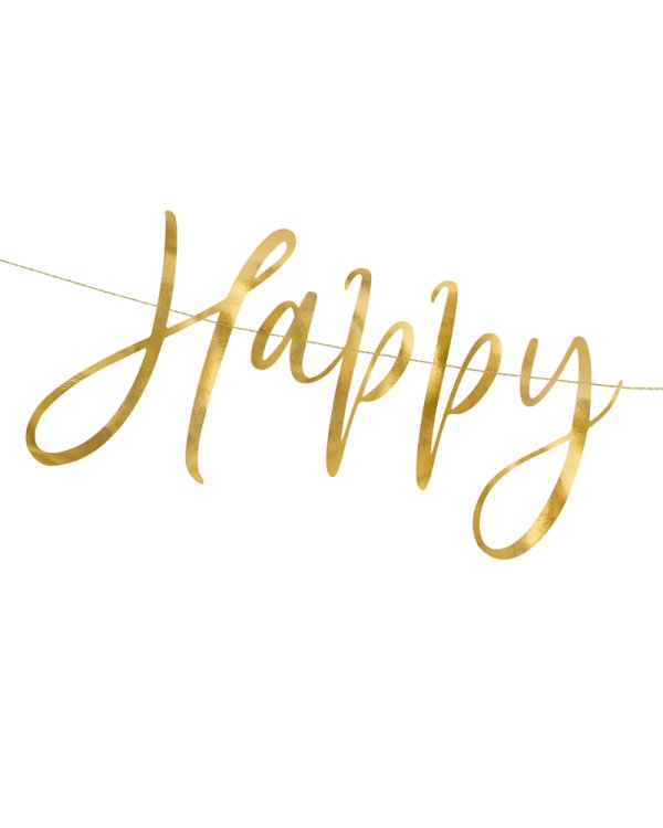 Banner Happy New Year,  gold, 66x18cm